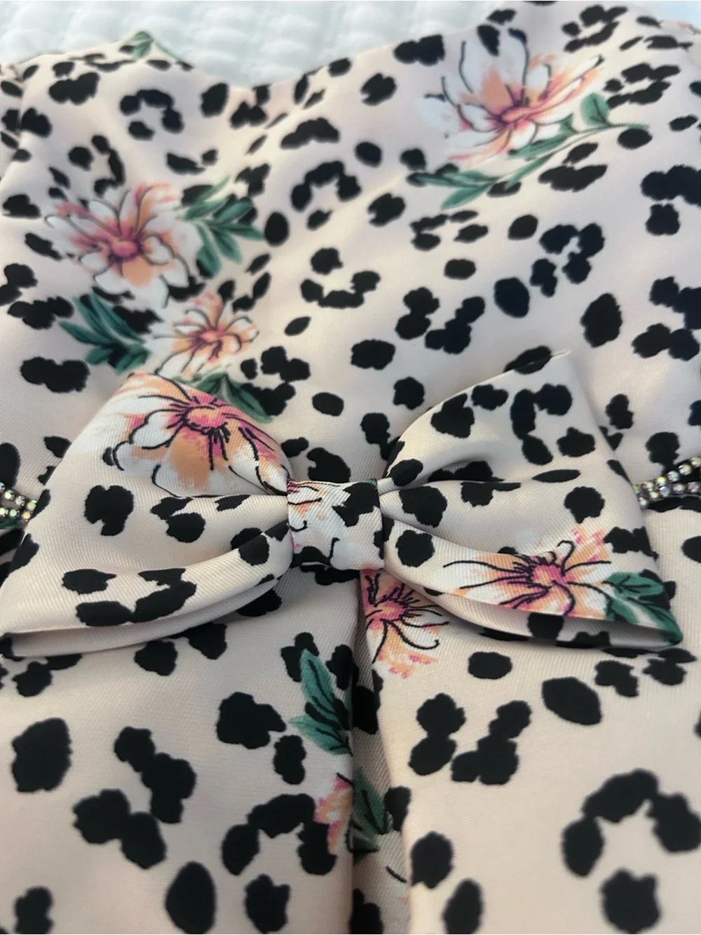 Rare Editions Pink Floral & Black Spot Tie-Back Dress. Size 3T